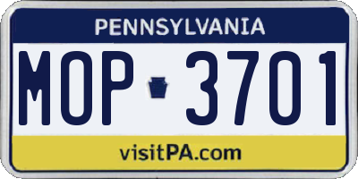 PA license plate MOP3701