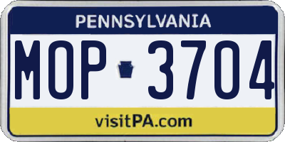 PA license plate MOP3704