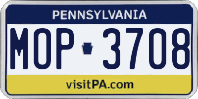 PA license plate MOP3708