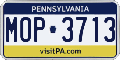 PA license plate MOP3713