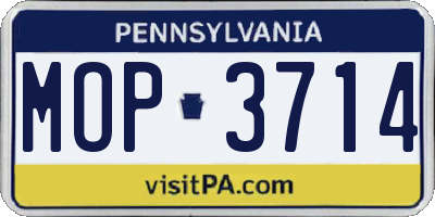 PA license plate MOP3714
