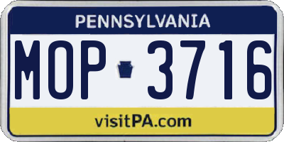 PA license plate MOP3716