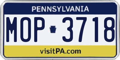 PA license plate MOP3718