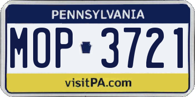 PA license plate MOP3721
