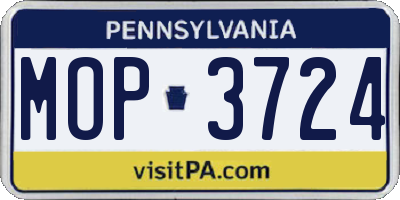 PA license plate MOP3724