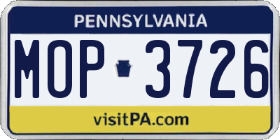 PA license plate MOP3726