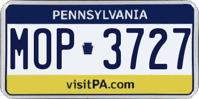 PA license plate MOP3727