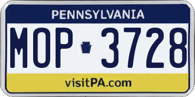 PA license plate MOP3728