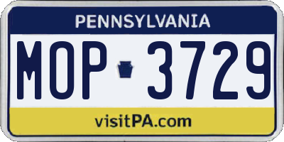 PA license plate MOP3729