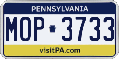 PA license plate MOP3733