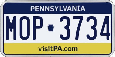 PA license plate MOP3734