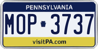 PA license plate MOP3737