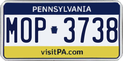 PA license plate MOP3738