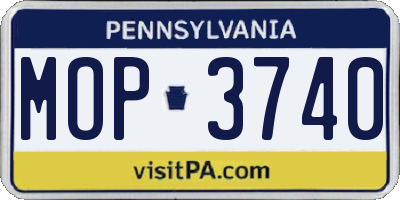 PA license plate MOP3740