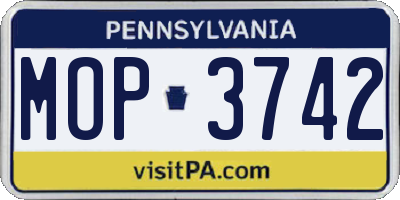 PA license plate MOP3742