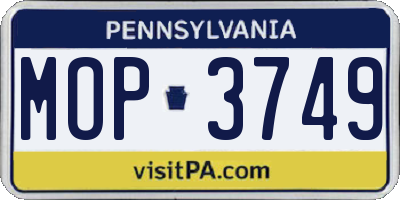 PA license plate MOP3749