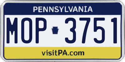 PA license plate MOP3751