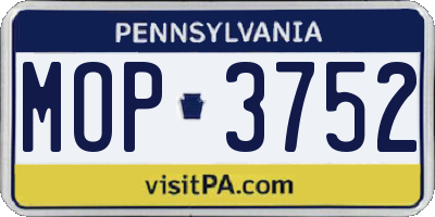 PA license plate MOP3752