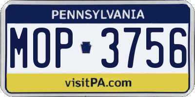 PA license plate MOP3756