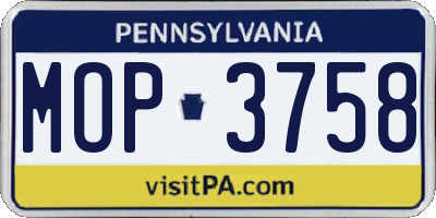 PA license plate MOP3758