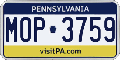 PA license plate MOP3759