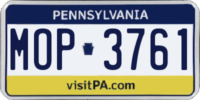 PA license plate MOP3761