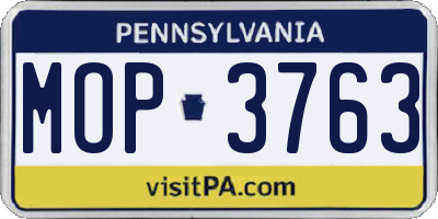 PA license plate MOP3763