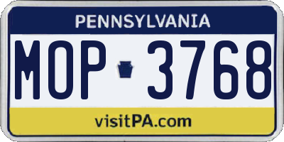 PA license plate MOP3768