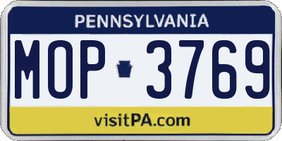 PA license plate MOP3769