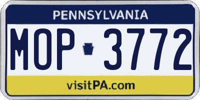 PA license plate MOP3772