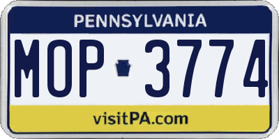 PA license plate MOP3774