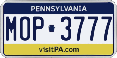 PA license plate MOP3777