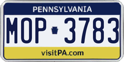 PA license plate MOP3783