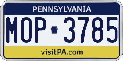 PA license plate MOP3785