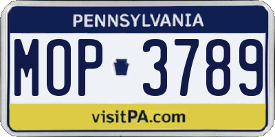 PA license plate MOP3789