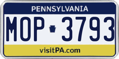PA license plate MOP3793