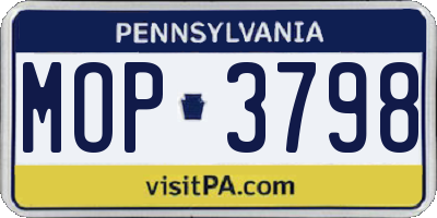 PA license plate MOP3798