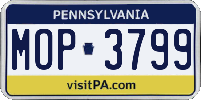 PA license plate MOP3799