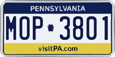 PA license plate MOP3801