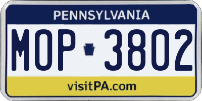 PA license plate MOP3802