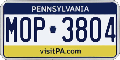 PA license plate MOP3804