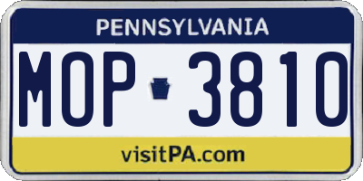 PA license plate MOP3810