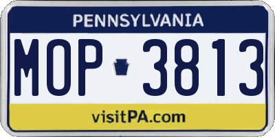 PA license plate MOP3813