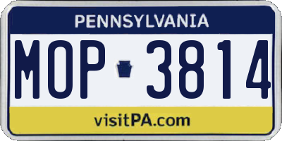 PA license plate MOP3814