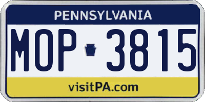 PA license plate MOP3815