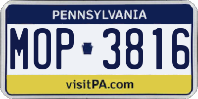 PA license plate MOP3816