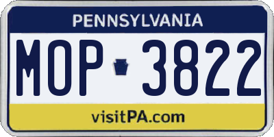 PA license plate MOP3822
