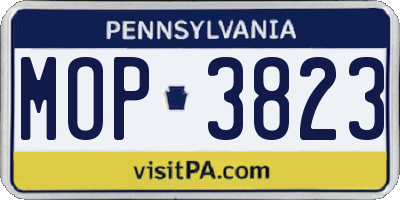 PA license plate MOP3823