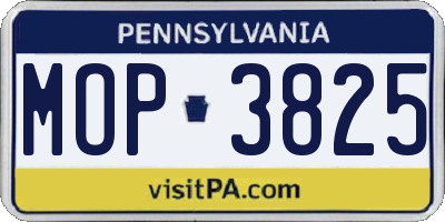 PA license plate MOP3825