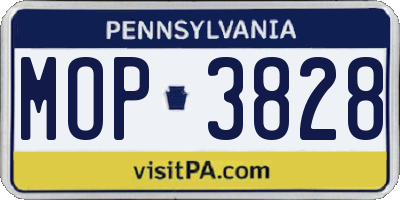 PA license plate MOP3828